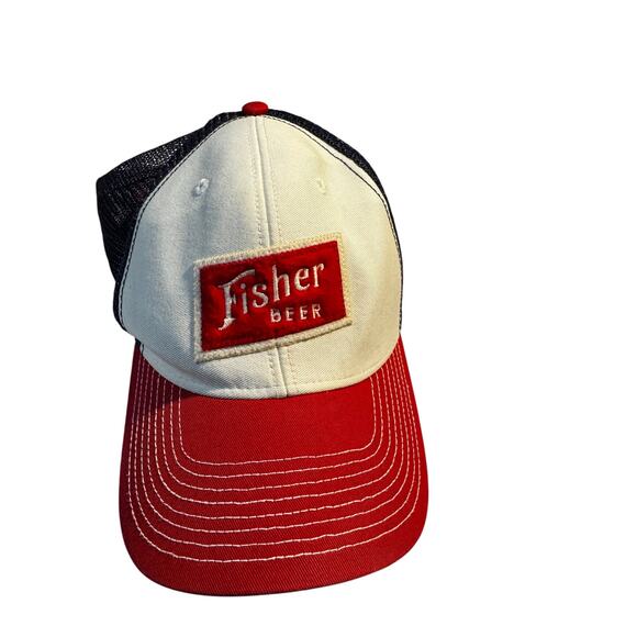 Fisher Beer Trucker Hat by Ouray Sportswear – Red/White/Blue Snapback - Picture 2 of 6